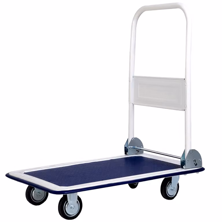 Carrello pieghevole per trasporto carichi Costway in acciaio blu con capacità di 150 kg