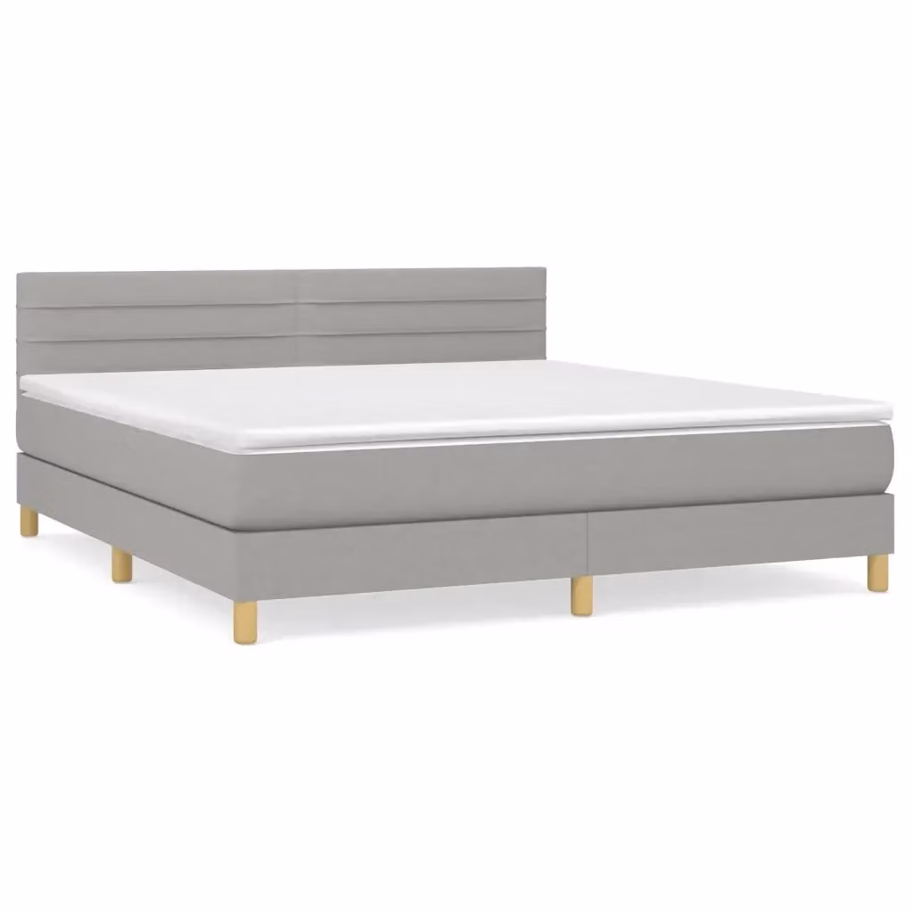 Letto Ibrido con Giroletto a Molle e Materasso vidaXL Grigio Chiaro e Bianco L/P: 160 x 200 cm – 2