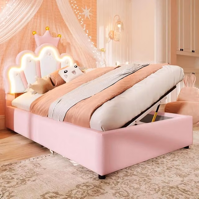 Letto principessa 90x200cm?- Xylo - corona LED rosa