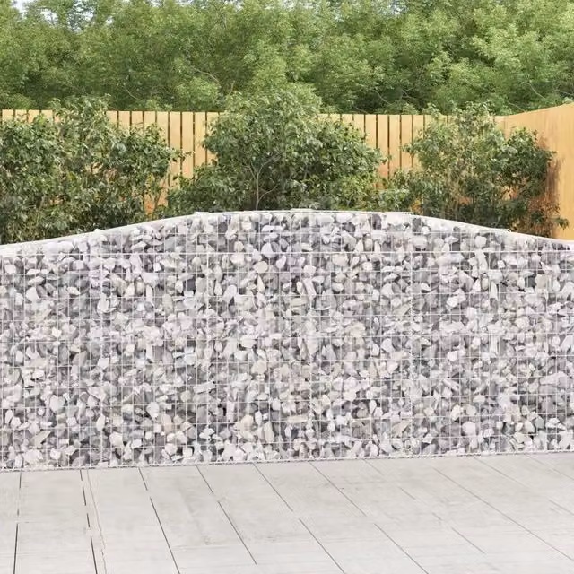 Set di 8 Cesti Gabbioni ad Arco vidaXL in Acciaio Zincato Argento L: 400 cm, P: 50 cm, H: 100-120 cm