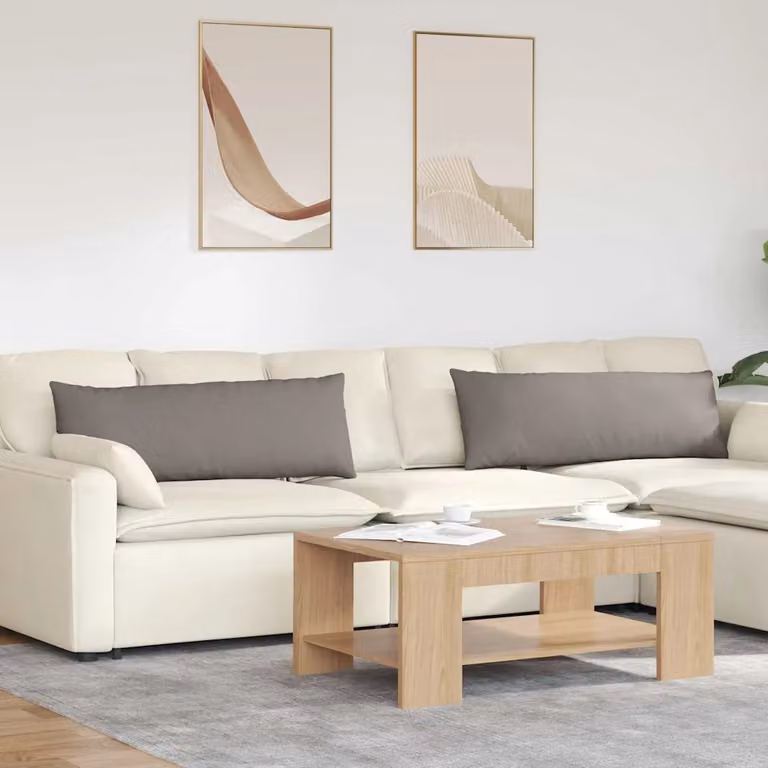 Set di 2 cuscini da divano vidaXL in tessuto con fodera rimovibile, L 120 cm x P 40 cm x H 40 cm, disponibili in beige o grigio