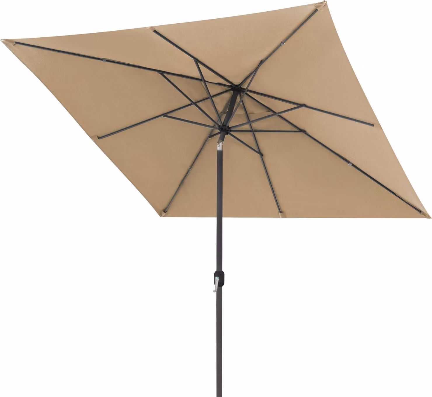 Ombrellone quadrato 3x3 metri, color crema, per giardino o balcone, pieghevole con manovella, protezione UV, struttura color antracite, marca paramondo, modello interpara