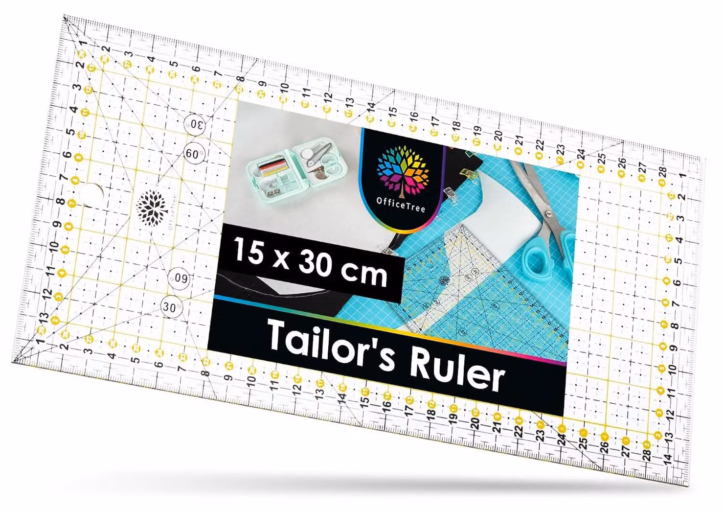 Riga per patchwork, 15 cm x 30 cm - Righello da taglio, 30 cm - Righello per quilt - Righello per patchwork compatibile con cutter rotativi - Righello per cucito - Righello per tessuti