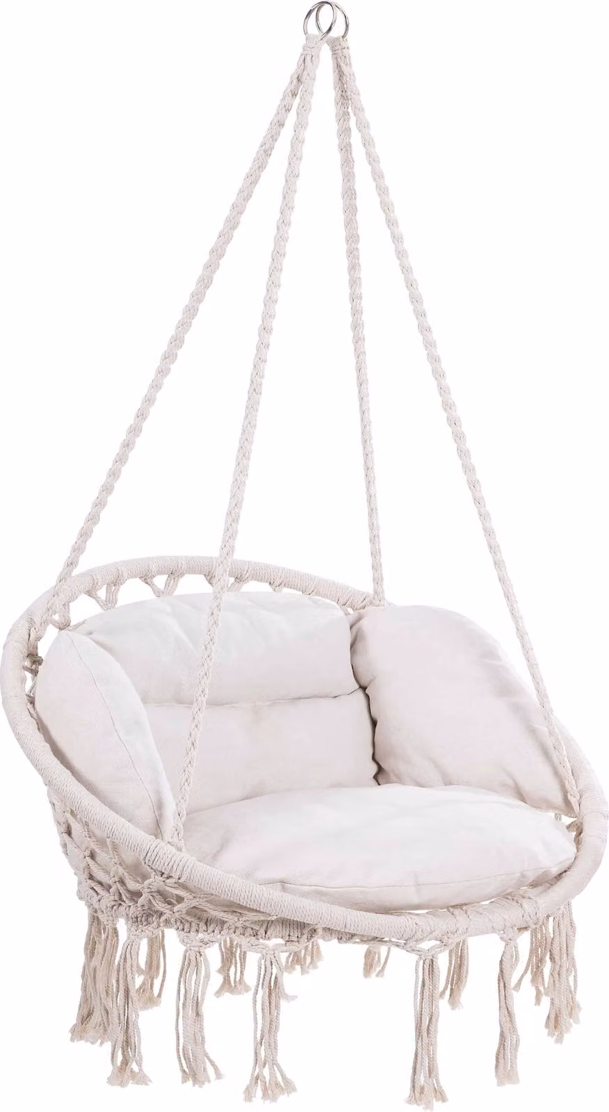 Poltrona sospesa BOHO con cuscini, Ø61cm, beige