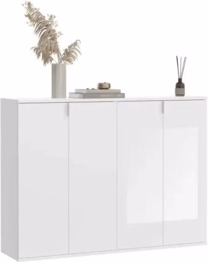 Buffet BODITE – 4 porte – Bianco lucido – Design moderno