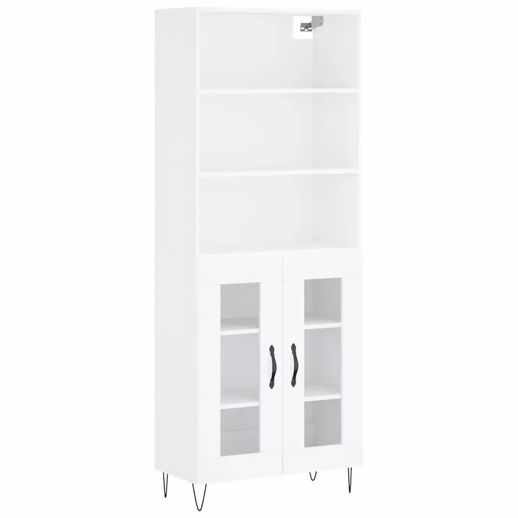 Credenza Buffet Design Mania Bianca con Ante in Vetro per Cucina e Sala da Pranzo L/P/H: 69,5 x 34 x 180 cm – 2