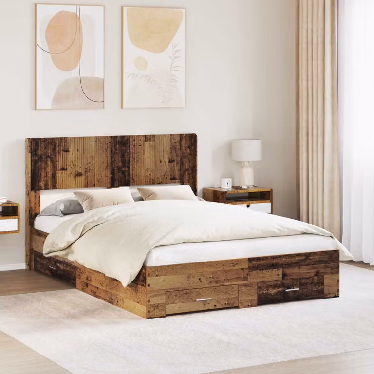Letto con contenitore e testata vidaXL in legno color marrone L 120 x P 200 cm, H 100 cm