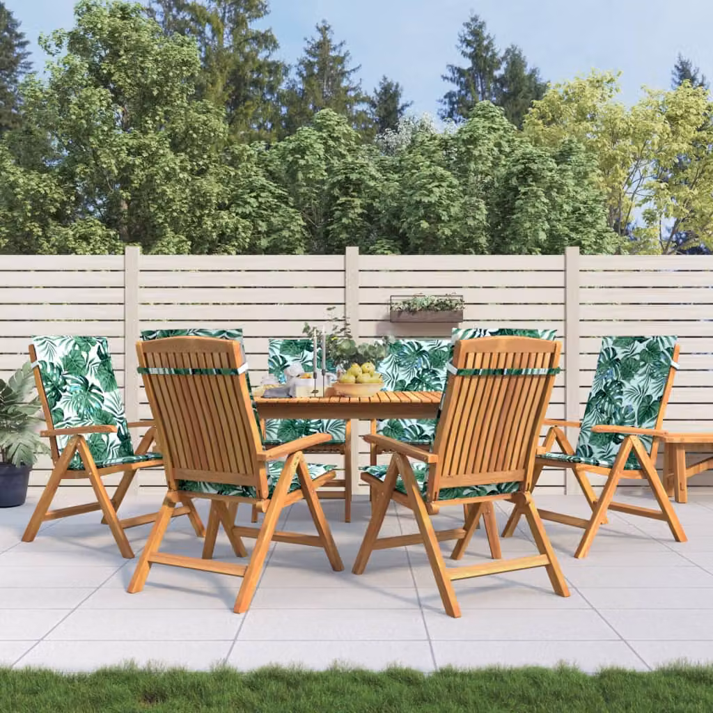 Set di 6 sedie pieghevoli reclinabili con cuscini vidaXL in legno di teak marrone per giardino
