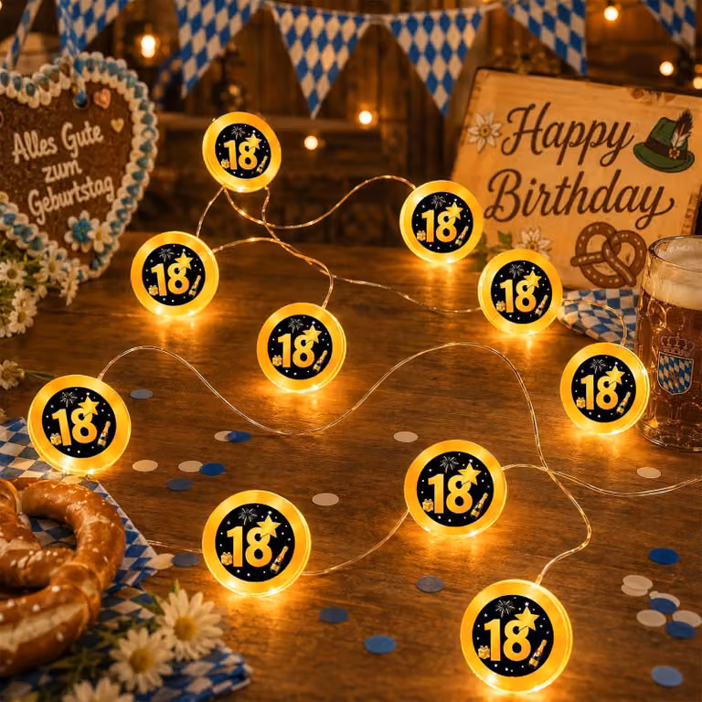 Catena luminosa, lunghezza 3 metri, 30 LED, luce bianco caldo, ideale per il diciottesimo compleanno