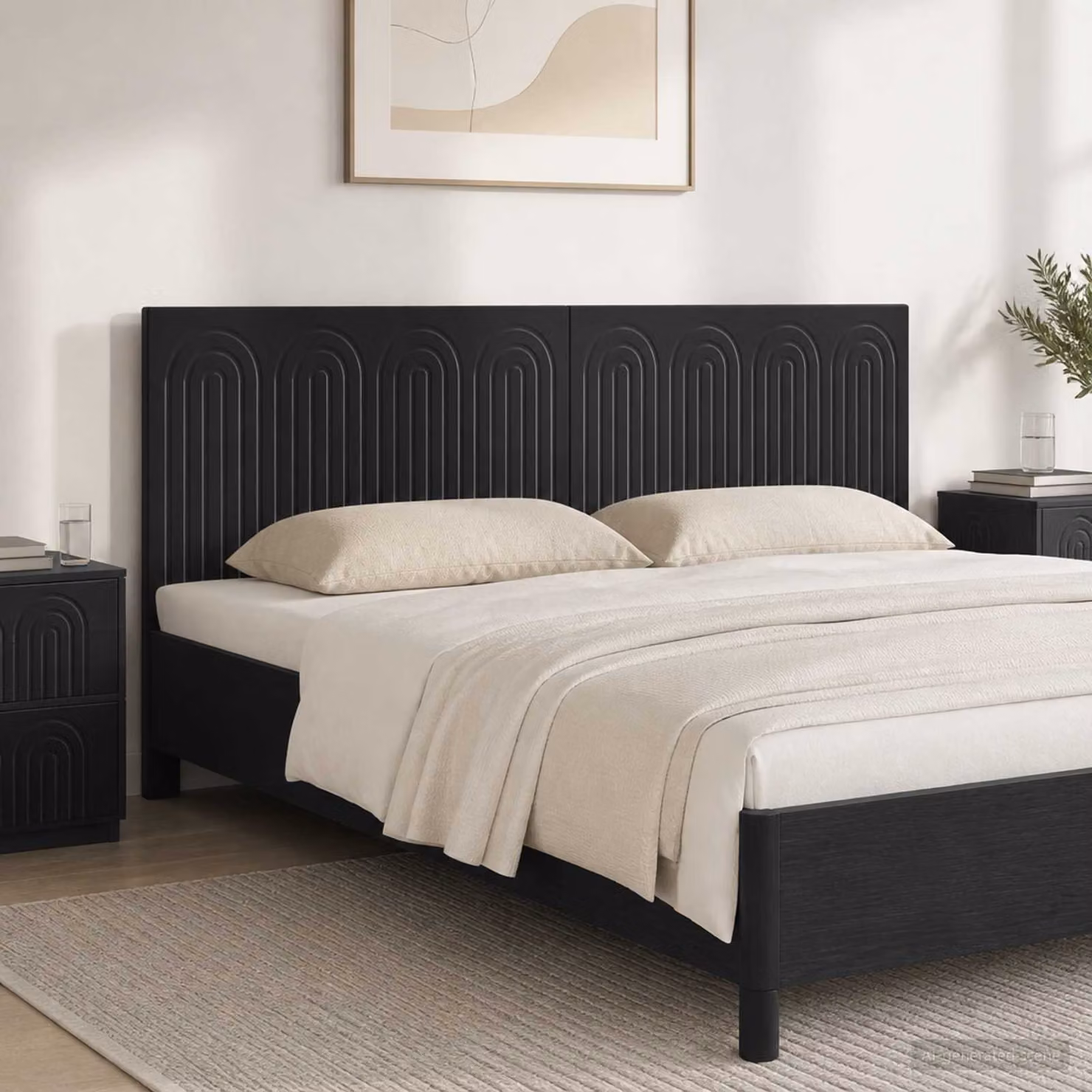 Testiera da muro vidaXL ALKMAAR in legno ingegnerizzato nero opaco L: 161 cm, H: 50 cm, P: 3 cm