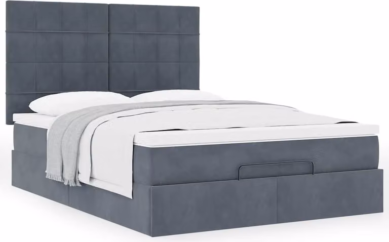 Struttura Letto Pouf con Materassi 140x190 cm Velluto
