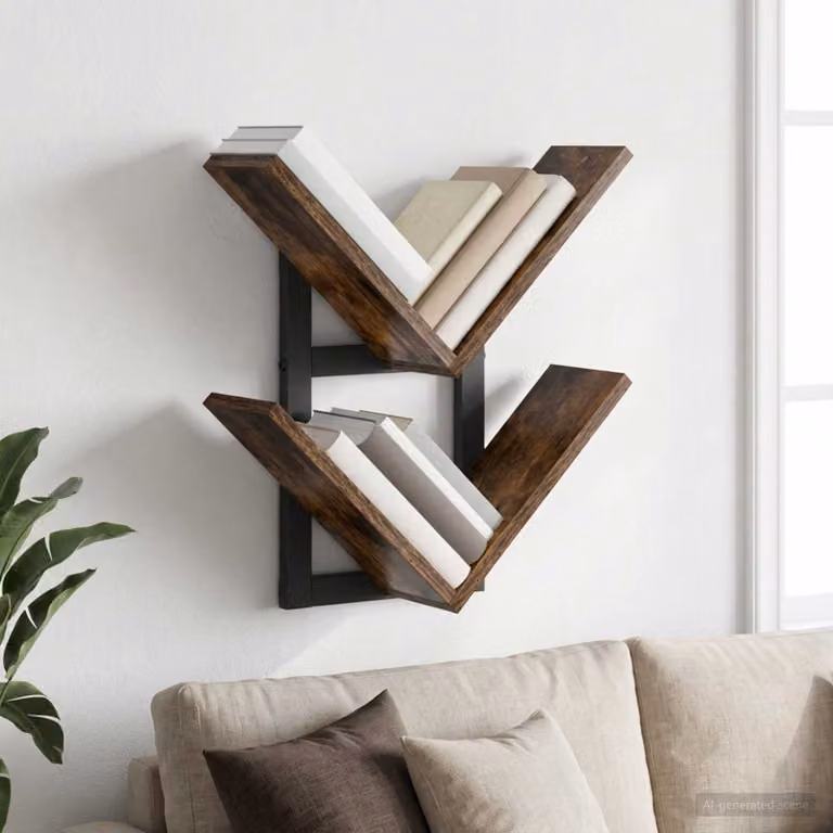 vidaXL Mensola a muro flottante moderna in legno marrone L: 43 cm, P: 15 cm, H: 47 cm