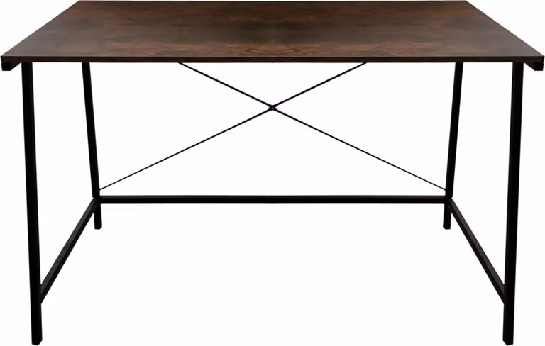 Tavolino da scrivania per laptop Stoer - stile industriale vintage - metallo nero e legno marrone