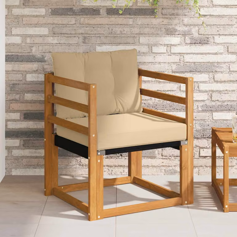 Divano da esterno moderno vidaXL in legno di acacia massello con cuscini beige e marrone