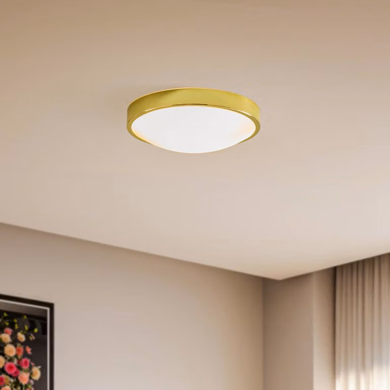 Plafoniera soffitto Jaris Lamkur, dimmerabile, Ottone / Oro, Soggiorno / Sala da pranzo, Metallo, Plafoniera