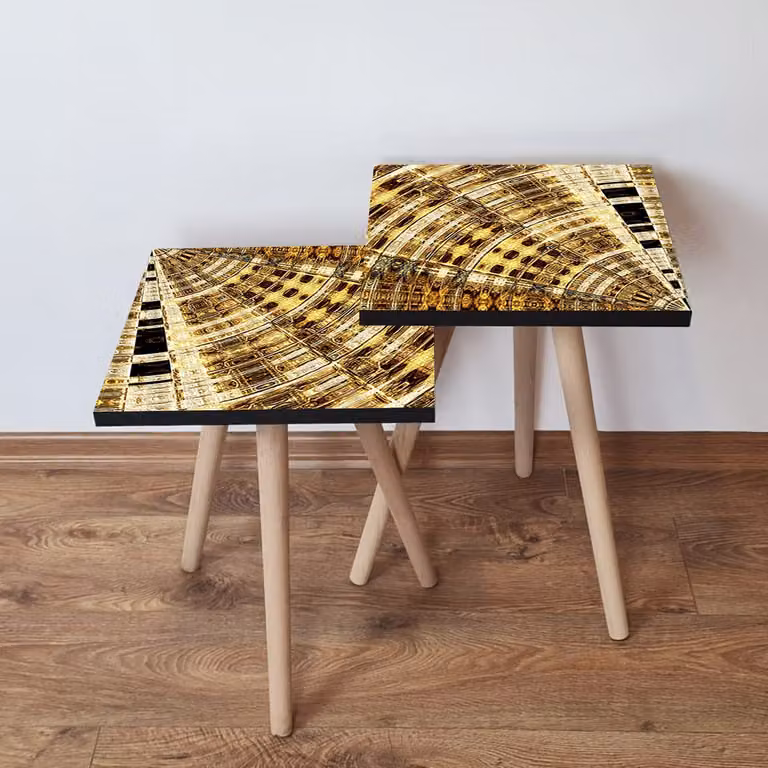 Skye Decor, 2Shp142 - Oro, tavolino (2 pezzi), oro, 100% MDF, 35 x 35 x 47 cm