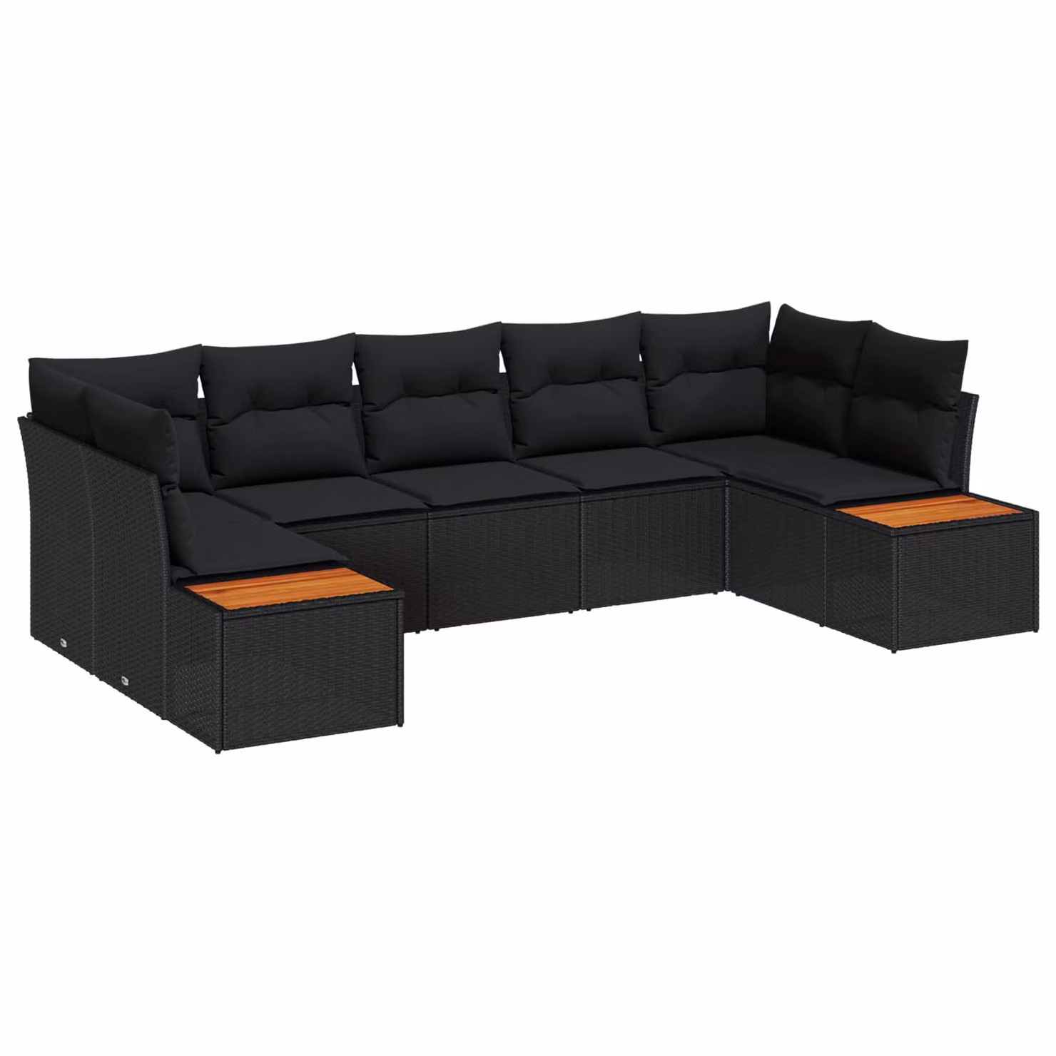 Set Divano da Giardino a L vidaXL 7 Pezzi Nero con Cuscini in Polyrattan e Struttura in Acciaio – 1