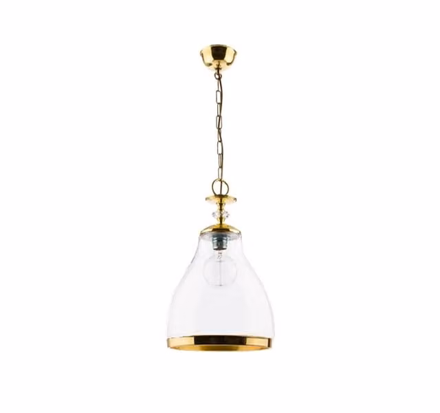Lampada a sospensione industriale ISLA Jupiter in ottone e vetro trasparente con attacco E27