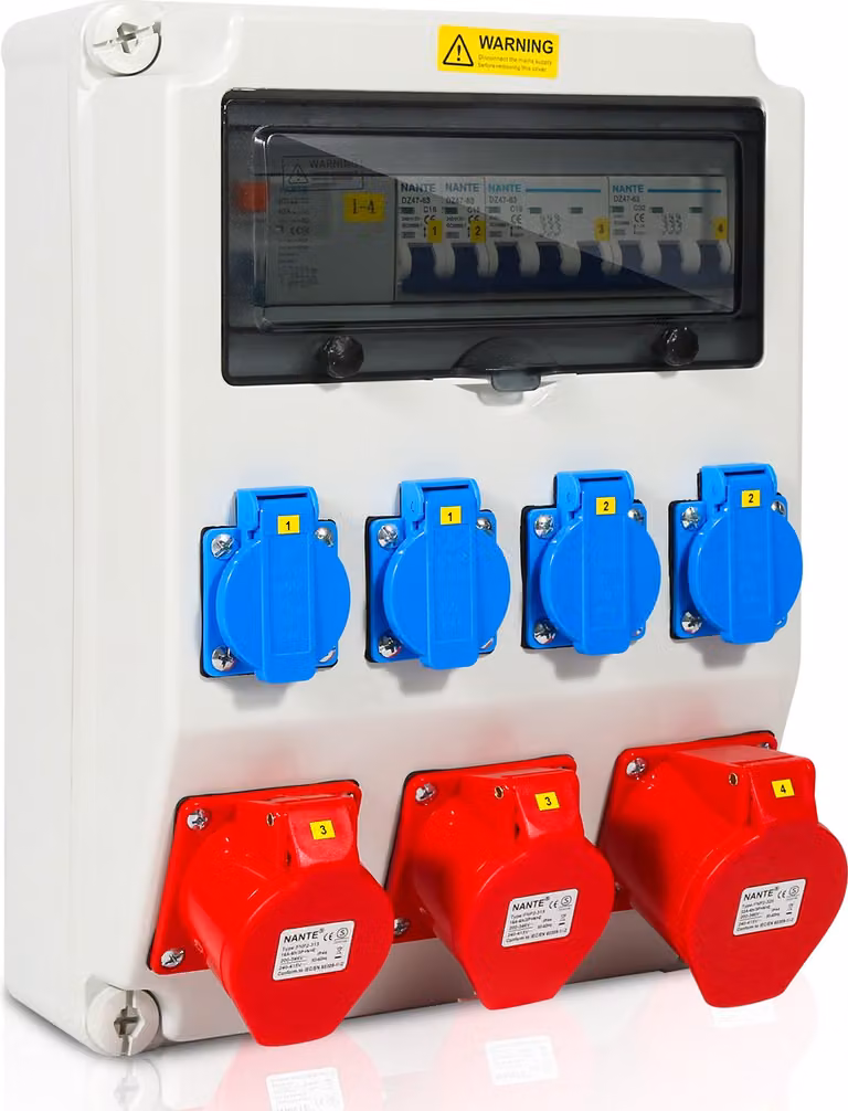 Distributore di corrente Jopassy distributore di corrente da cantiere distributore a parete presa di corrente CEE IP44 per cantiere 1X32A 2X16A 4x230V CON LS+FI