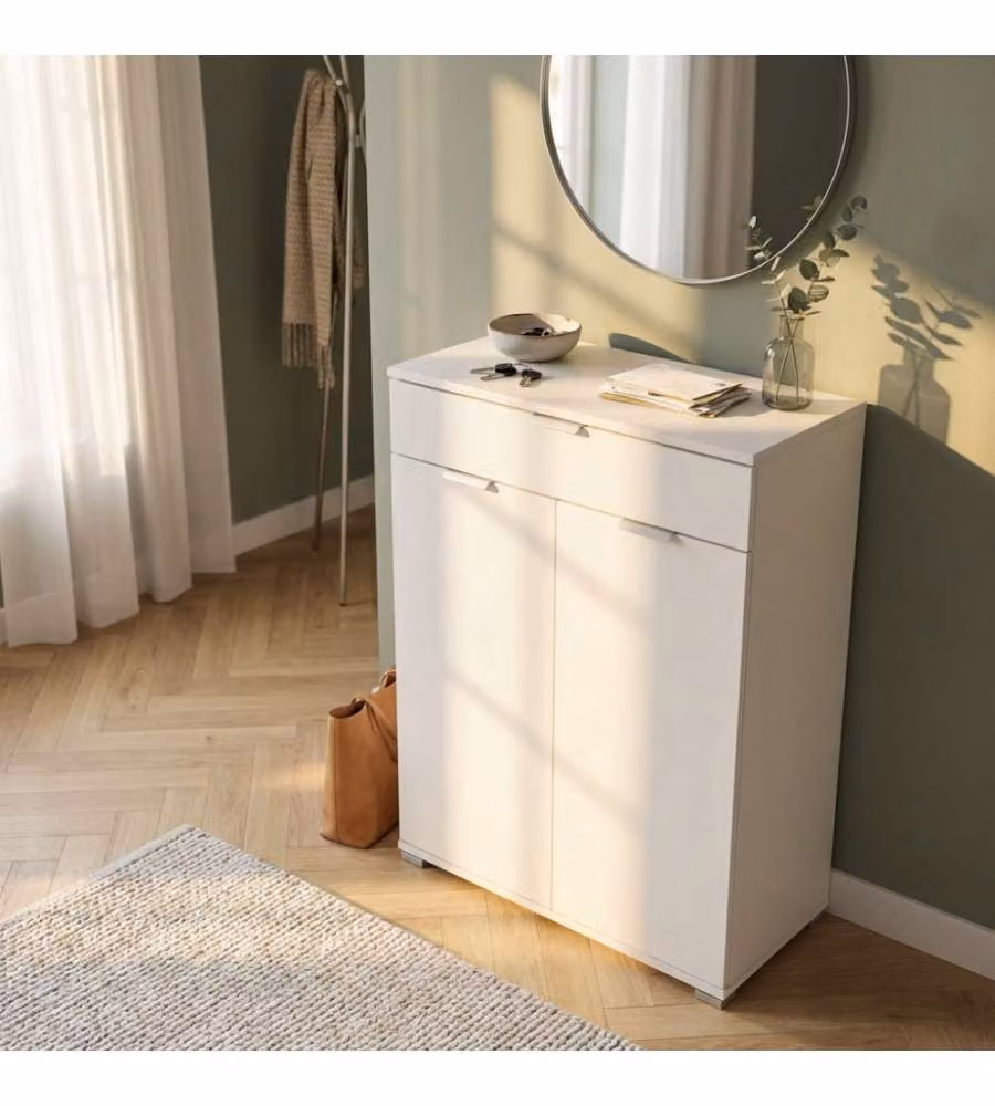 Cosma Mobiletto 2 Ante 1 Cassetto Bianco 75x38x112 cm Design Moderno