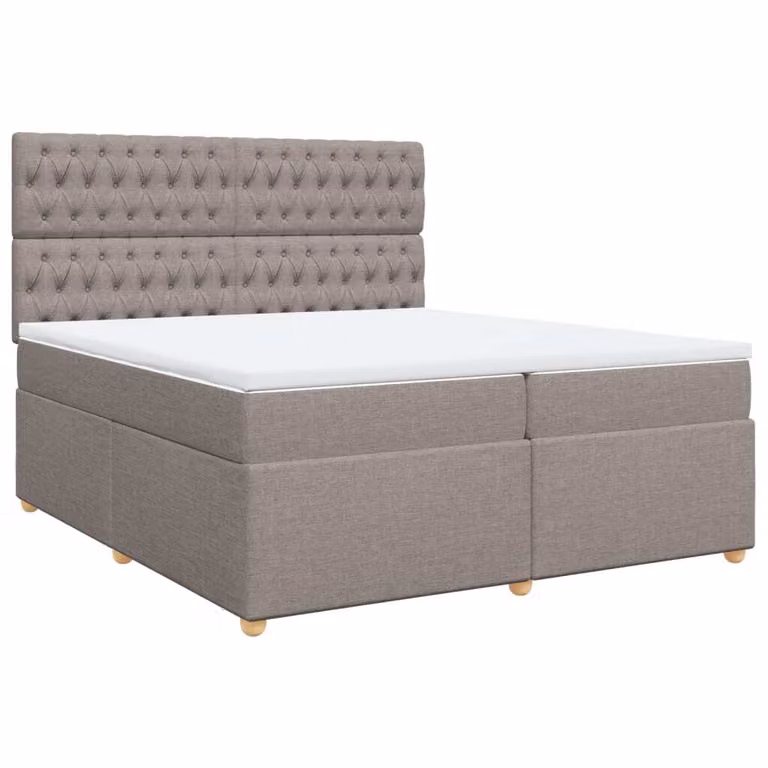 Letto a molle con materasso Taupe 200x200 cm in tessuto