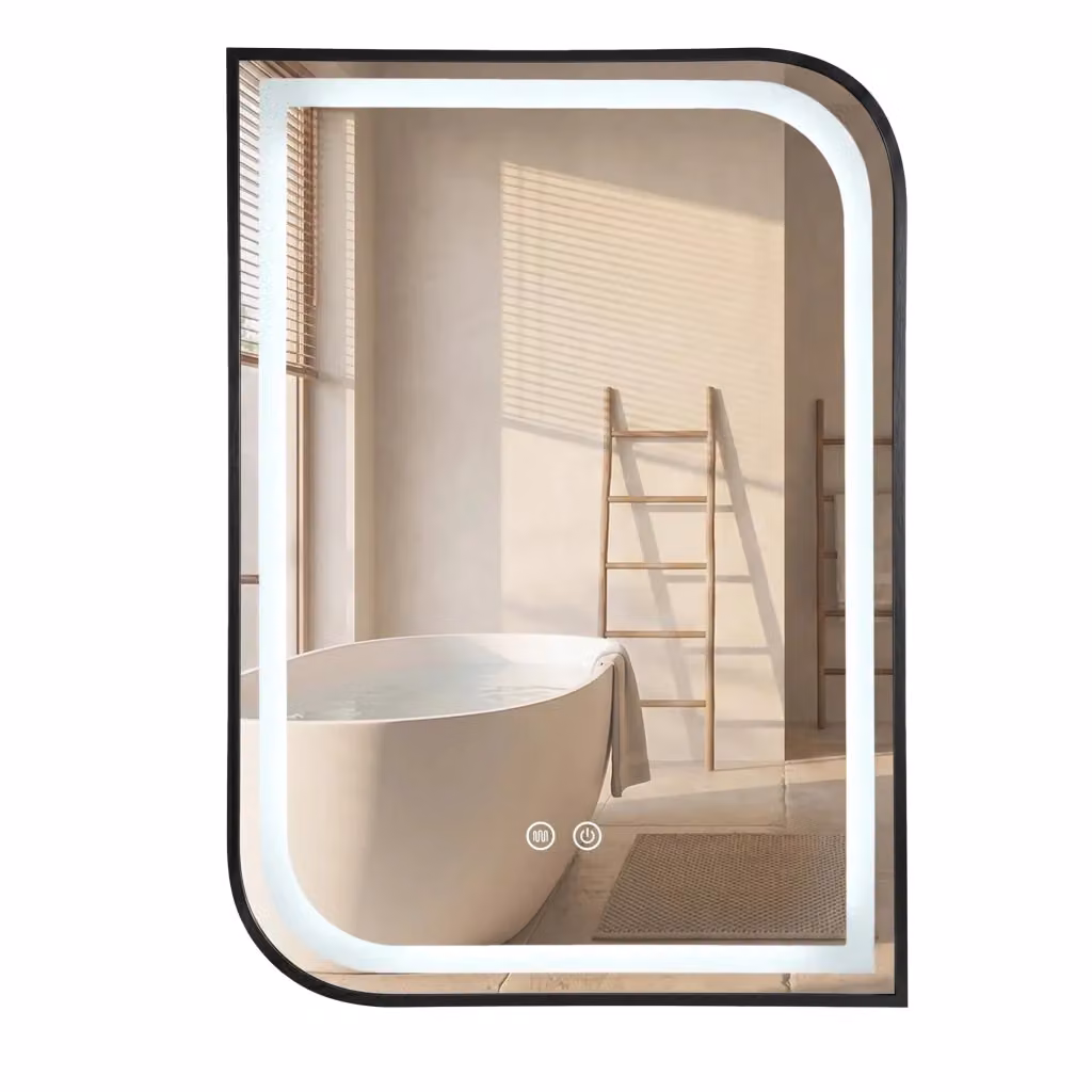 Specchio LED Rea Zone Rettangolare Nero con Touch Switch e Dimmerabile L: 70 cm, H: 50 cm – 2