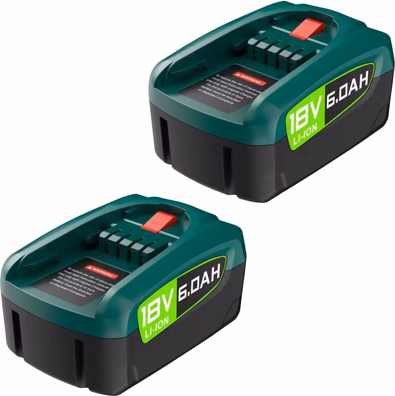Batteria ricaricabile PBA 18V - Batteria di ricambio - Confezione da 2 6000 mAh - Li-Ion 18650 - Compatibile con PBA/PSB/PSR - Oro