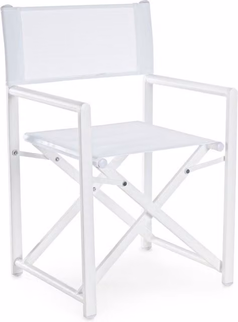 Set di 2 sedie regista Taylor Bizzotto bianche pieghevoli in alluminio e textilene per giardino e casa