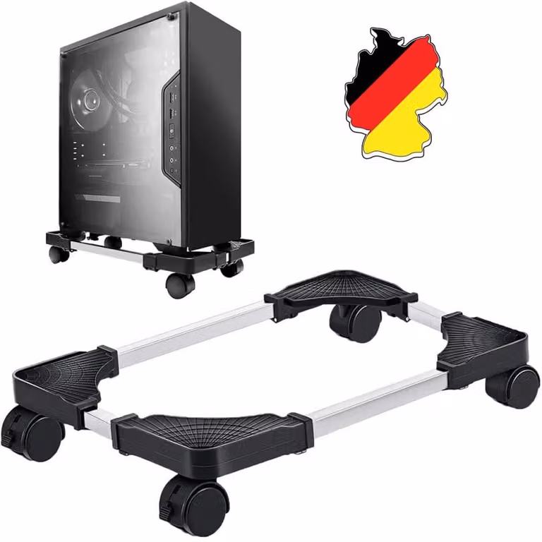 Carrello per computer, torre PC, supporto, carrello da ufficio, carrello per dispositivi con 4 ruote