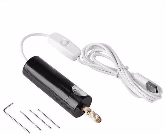 Trapano elettrico portatile - Piccolo trapano portatile - 3 fori - Punte da 0,7-1,3 mm - Adatto per circuiti stampati, legno, plastica - Piastra in alluminio - Per appassionati di fai-da-te - Colore nero