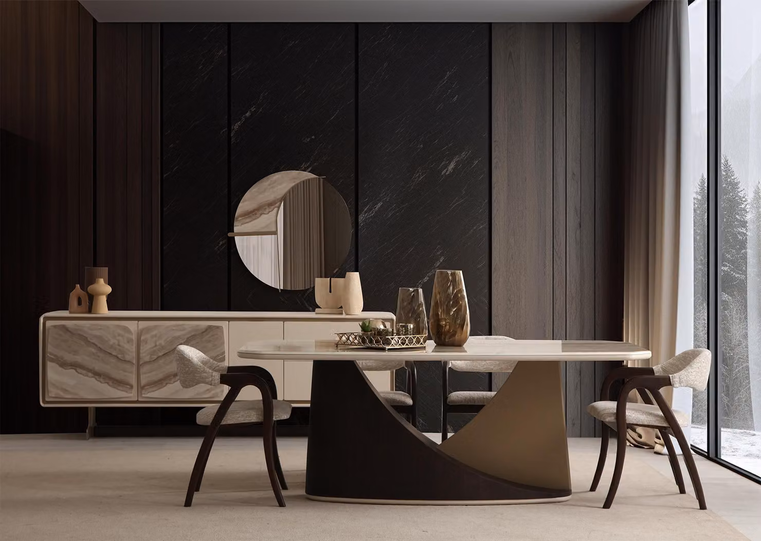 Elegante Küchengarnitur Holztisch Designer 6x Polsterstühle Konsole