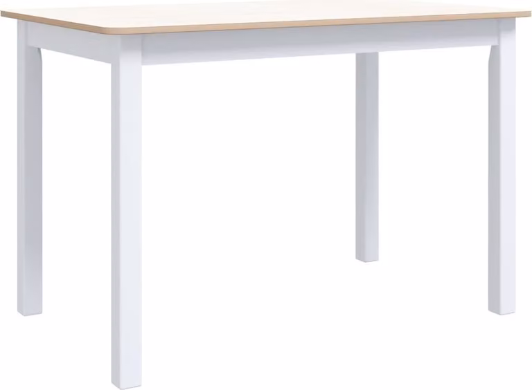 Tavolo da Pranzo Bianco e Marrone 114x71x75cm Massello di Hevea