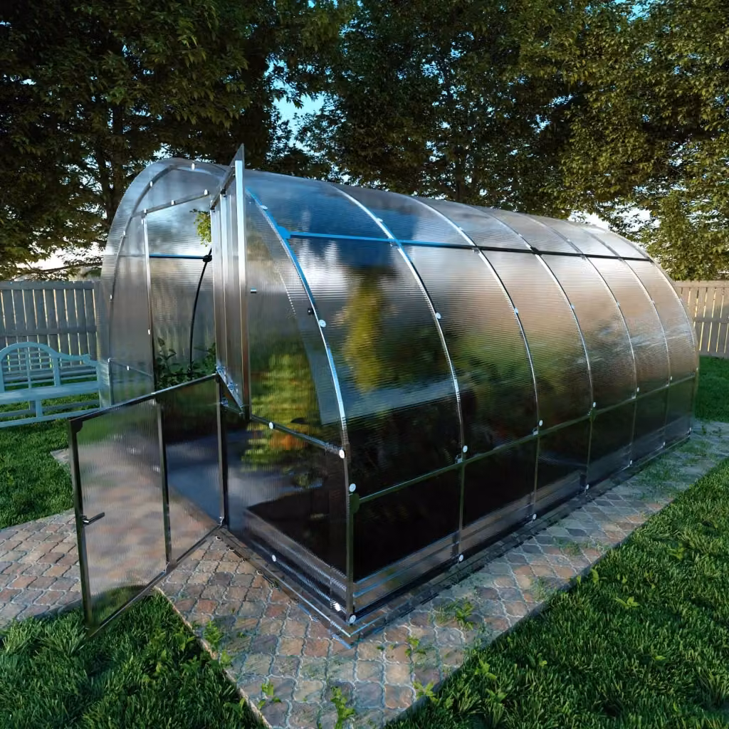 Serra da giardino KLASIKA TUBE con rivestimento in policarbonato trasparente e struttura in acciaio zincato, L/P: 400 x 300 cm – 2
