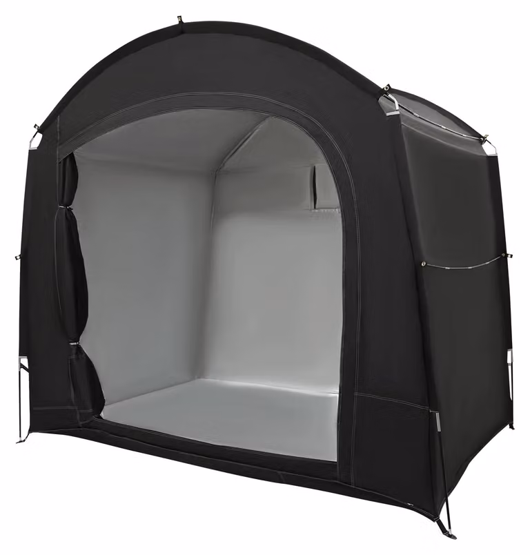 Tenda per il deposito di biciclette - Ripostiglio per biciclette - 220 x 150 x 185 cm - Impermeabile - Resistente ai raggi UV - Autoportante - Tessuto Oxford 210D - Colore: nero