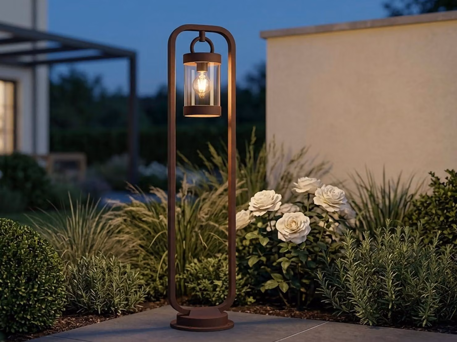 Lampada da esterno Sambesi, alluminio color ruggine, 100 cm, attacco E27