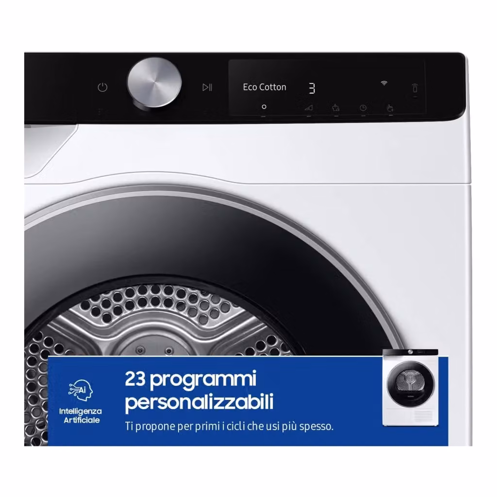 Asciugatrice Samsung DV90DG6845LKU3 a pompa di calore, 9 kg, con Wi-Fi e App Control, Classe A, Bianco, Profondità: 60 cm – 2