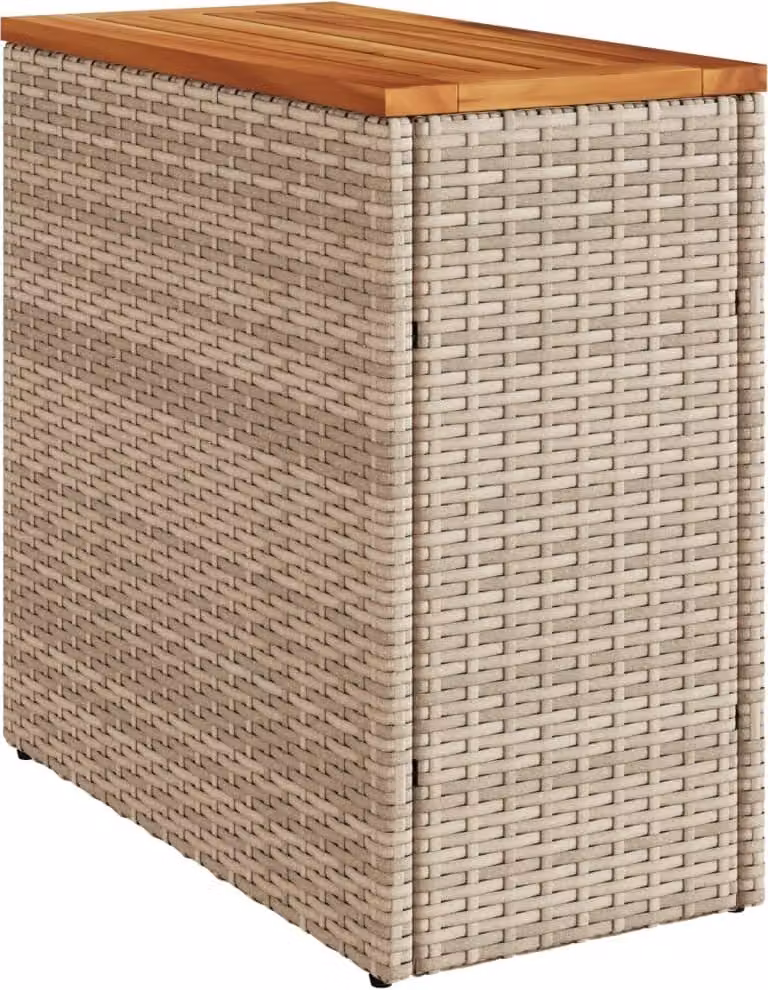 Tavolo da Giardino Piano in Legno Beige 58x27,5x55cm Polyrattan