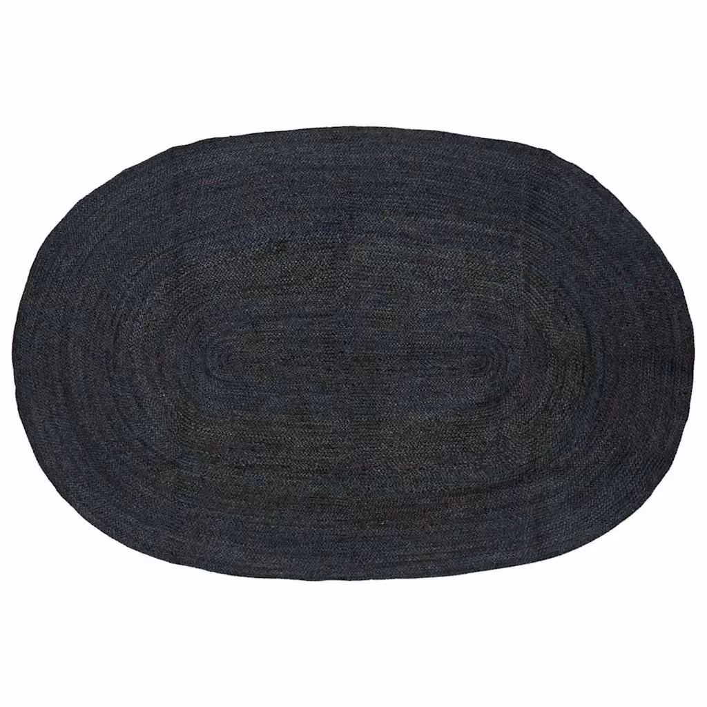 Tappeto ovale in juta Grigio, design moderno, L 152 x P 245 cm – 2