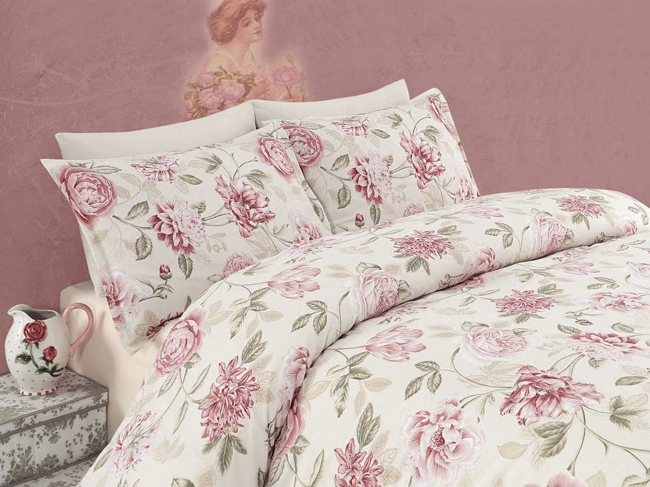 L'Essentiel Linge de Maison, Begonvilla- EPJ5123, Rosa, Copriletti, 65% cotone / 35% poliestere