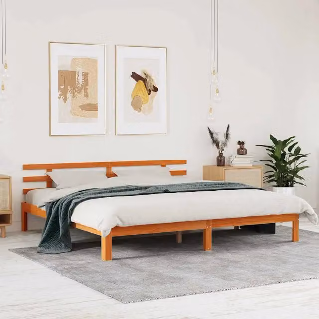 Struttura del letto-Giroletto Marrone cerato 203.5 x 205.5 x 69.5 cm