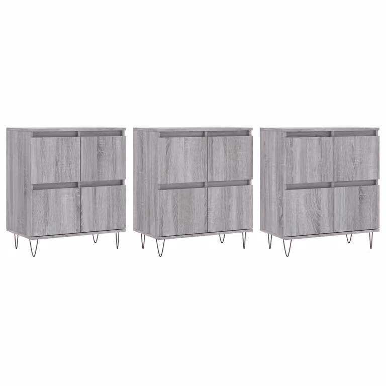 Credenze 3 pz Grigio Sonoma in Legno Multistrato
