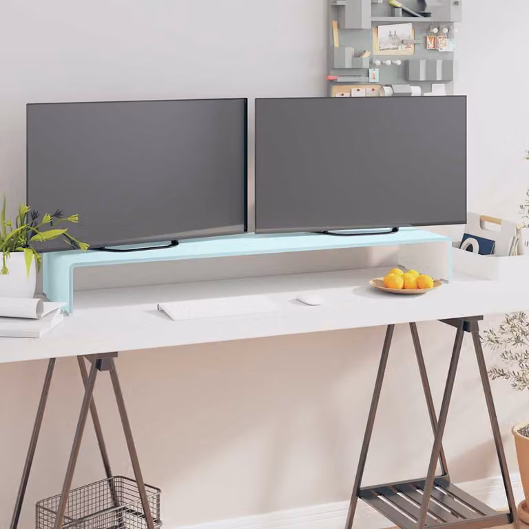 vidaXL Supporto TV e Rialzo Monitor in Vetro Verde L 110 cm x P 30 cm x H 13 cm