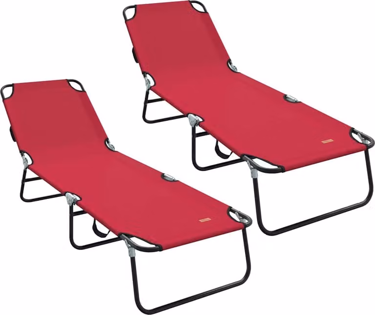 Lettino prendisole pieghevole 2 pcs Rosso 188 x 57 x 86,5 cm