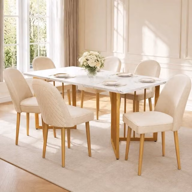 Sedia da pranzo in velluto beige con gambe in metallo dorato 45;5×62×87;5 cm