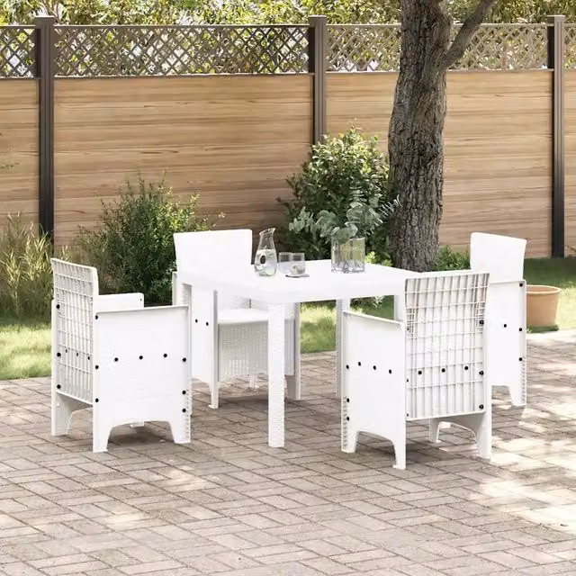 Set da giardino moderno vidaXL in rattan bianco opaco per terrazzo e giardino – 1