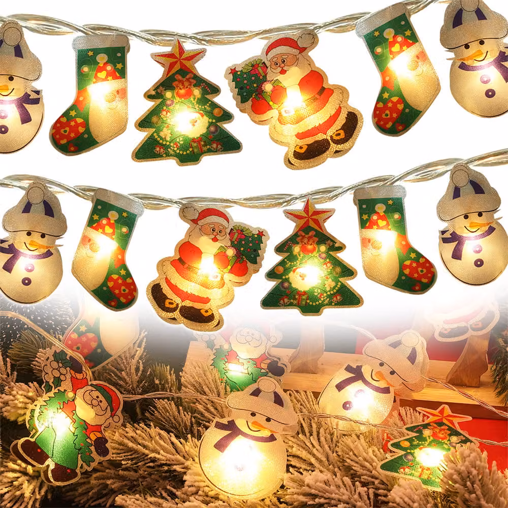 Decorazione di Natale Indoor Battery Fairy Lights Window, 8 modalità, albero di Natale Snowman Ornament Light Up per la casa Party Wall Decoration, 2.5m