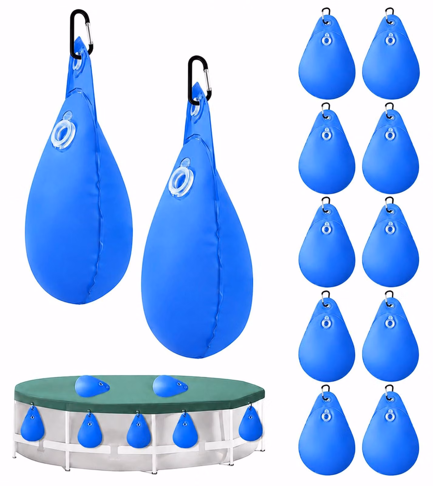 Copertura per piscina, pesi e sacche d'acqua, confezione da 12 pezzi, per la copertura invernale della piscina