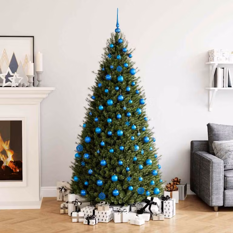 vidaXL Set di decorazioni natalizie blu con palline, stelle e fiocchi di neve in plastica, 111 pezzi