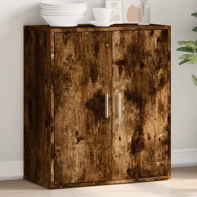 Credenza Buffet Armadio da Cucina Design Mania in Legno Multistrato Rovere Fumo L: 79 cm, P: 38 cm, H: 80 cm – 1