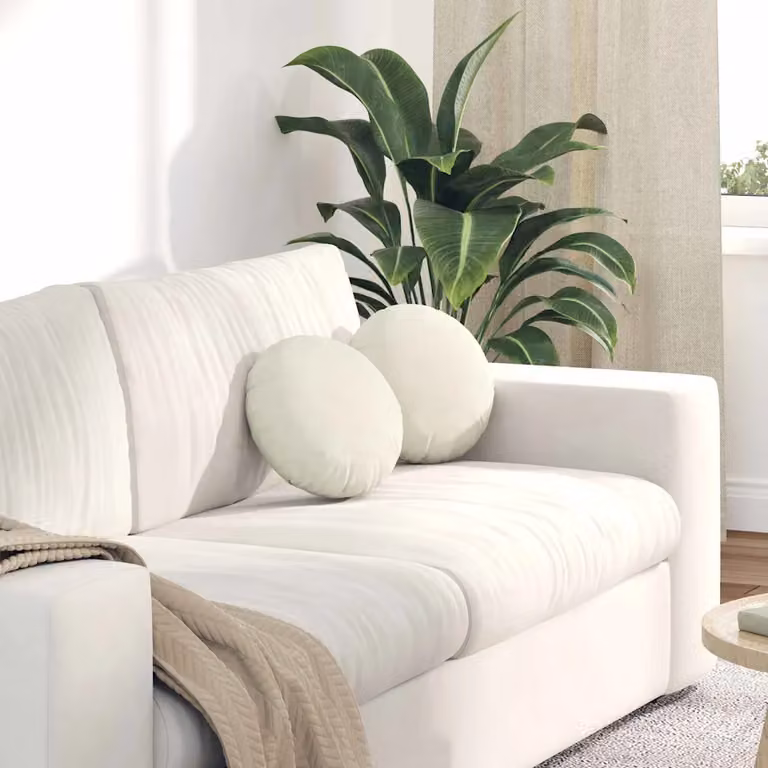 Set di 2 cuscini per seduta rotondi vidaXL in velluto beige, Ø 30 x 13 cm